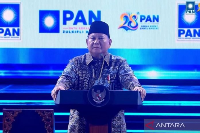 Presiden Prabowo Subianto berbicara dalam peringatan HUT ke-28 PAN
