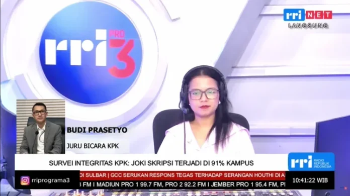 Juru Bicara KPK Budi Prasetyo membahas praktik joki skripsi dan integritas perguruan tinggi di RRI Pro 3